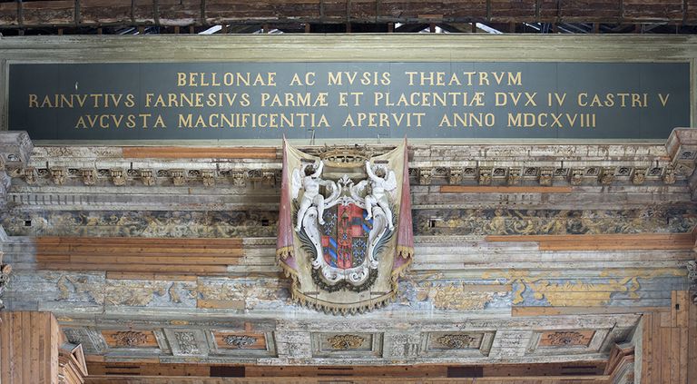Parma, Teatro Farnese, particolare dell'arcoscenico (foto Andrea Scardova, IBC) 2018